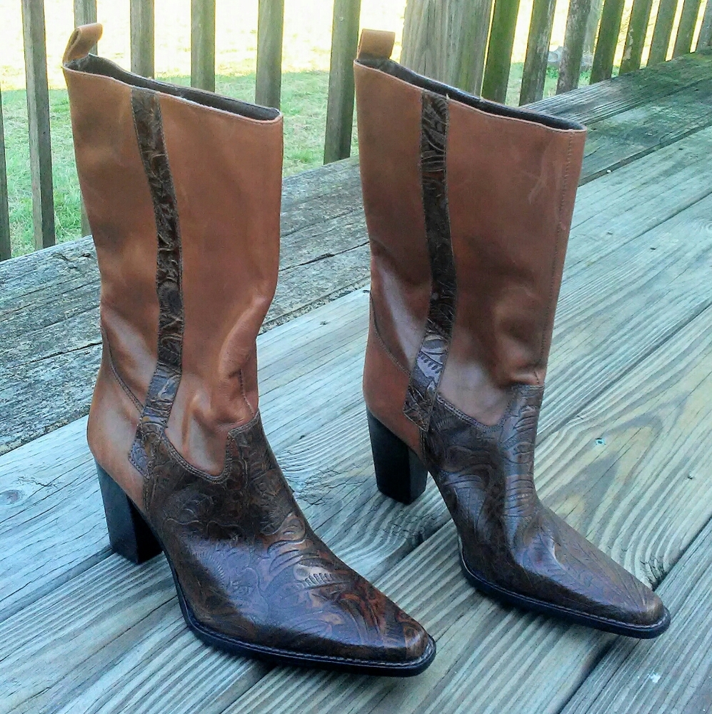 Antonio Melani Leather Western Cowgirl boots